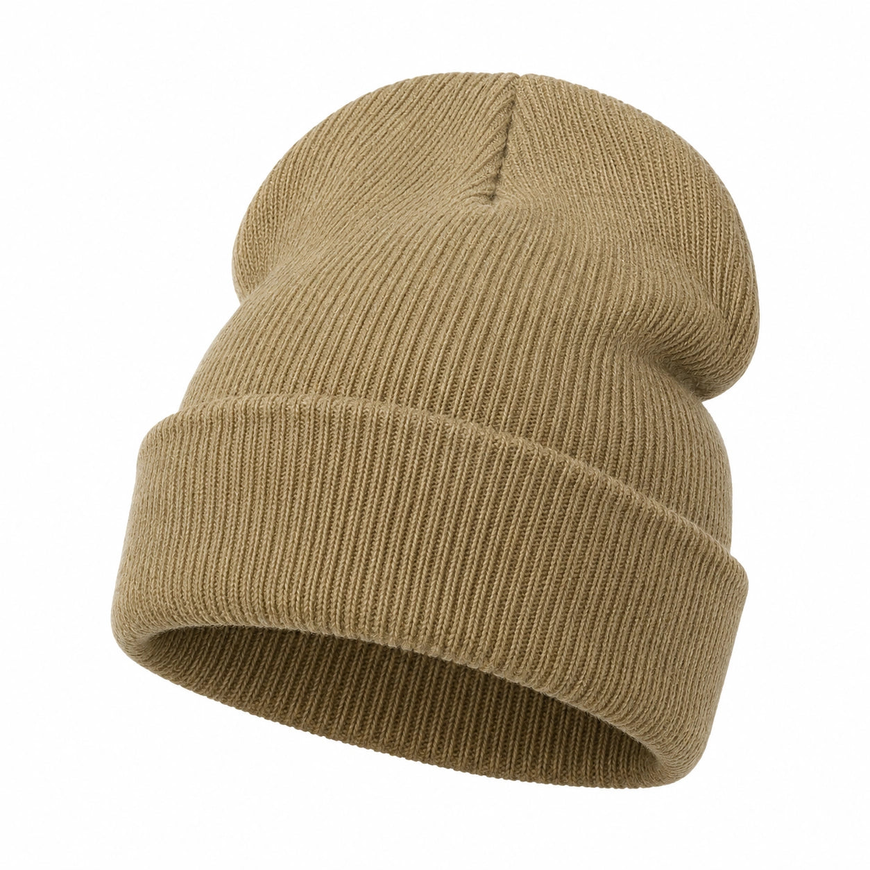 Warme Strickmütze Unisex mit Umschlagkante Beige