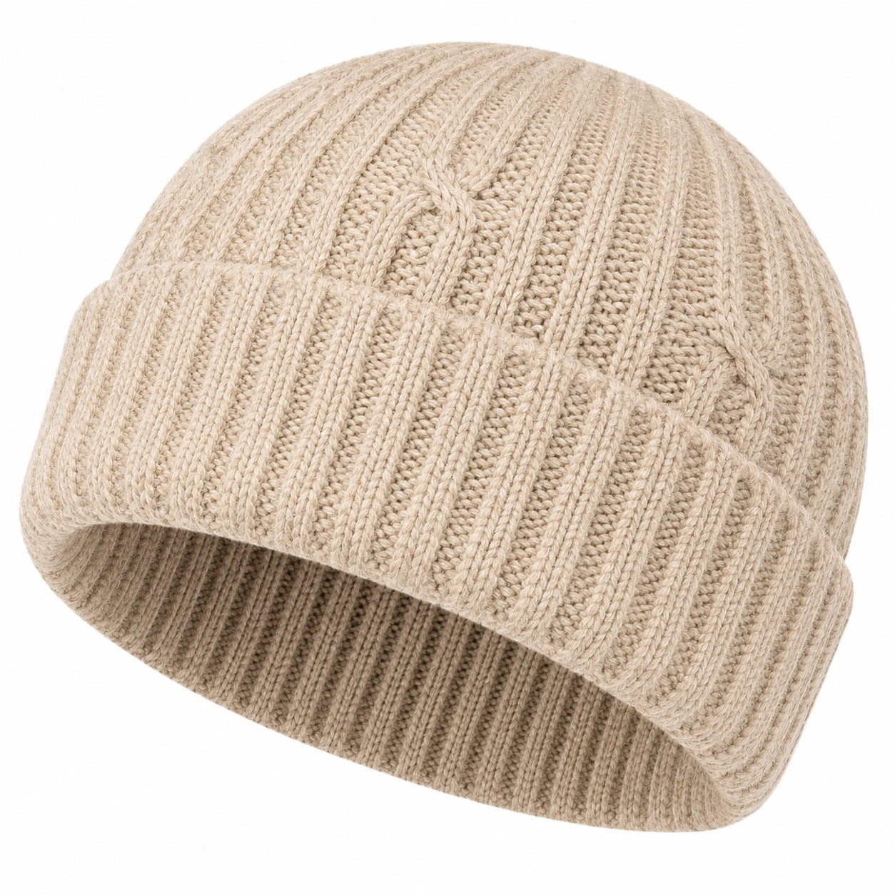 Unisex Beanie aus Grobstrick in Beige