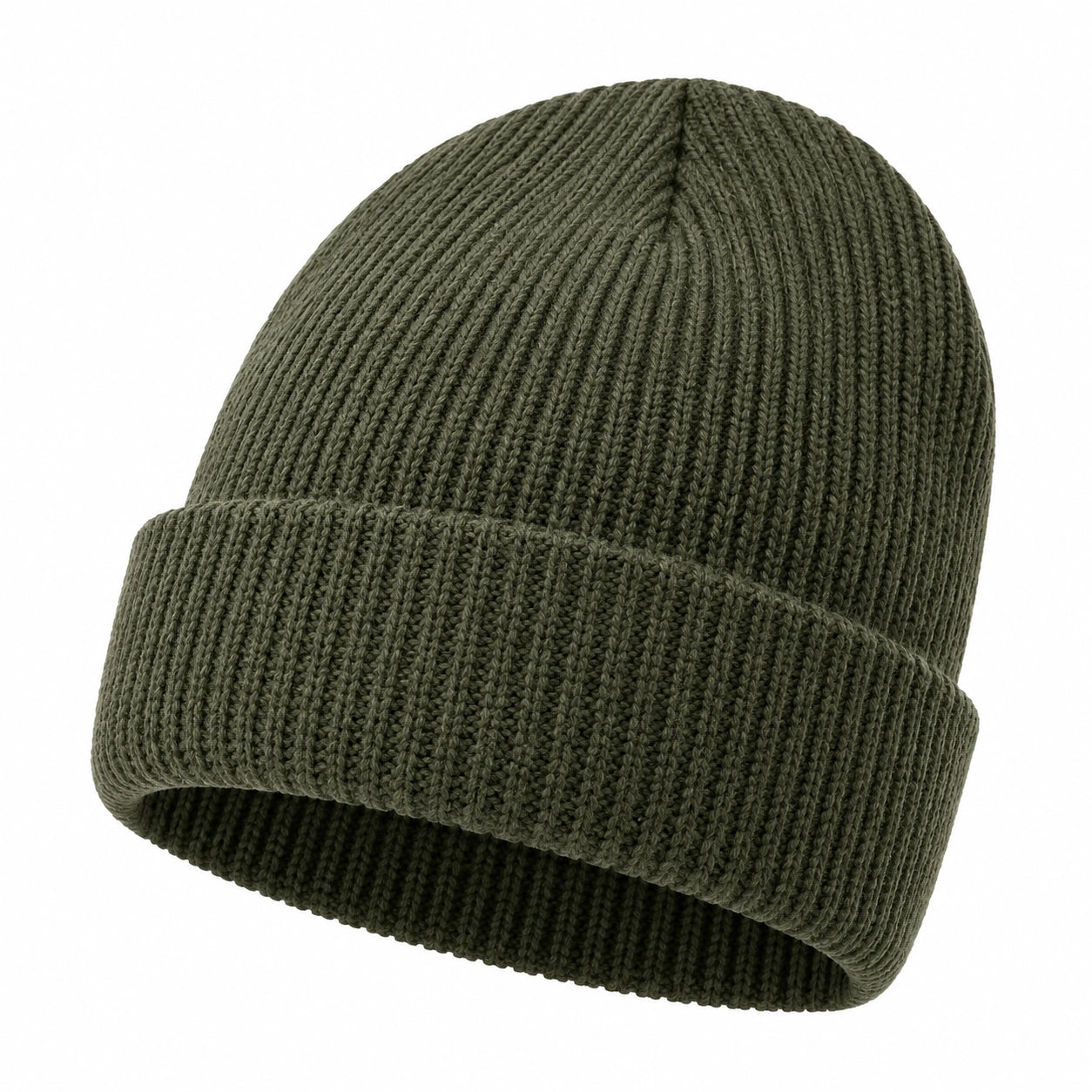 Olivgrüne Winter-Strickmütze Unisex