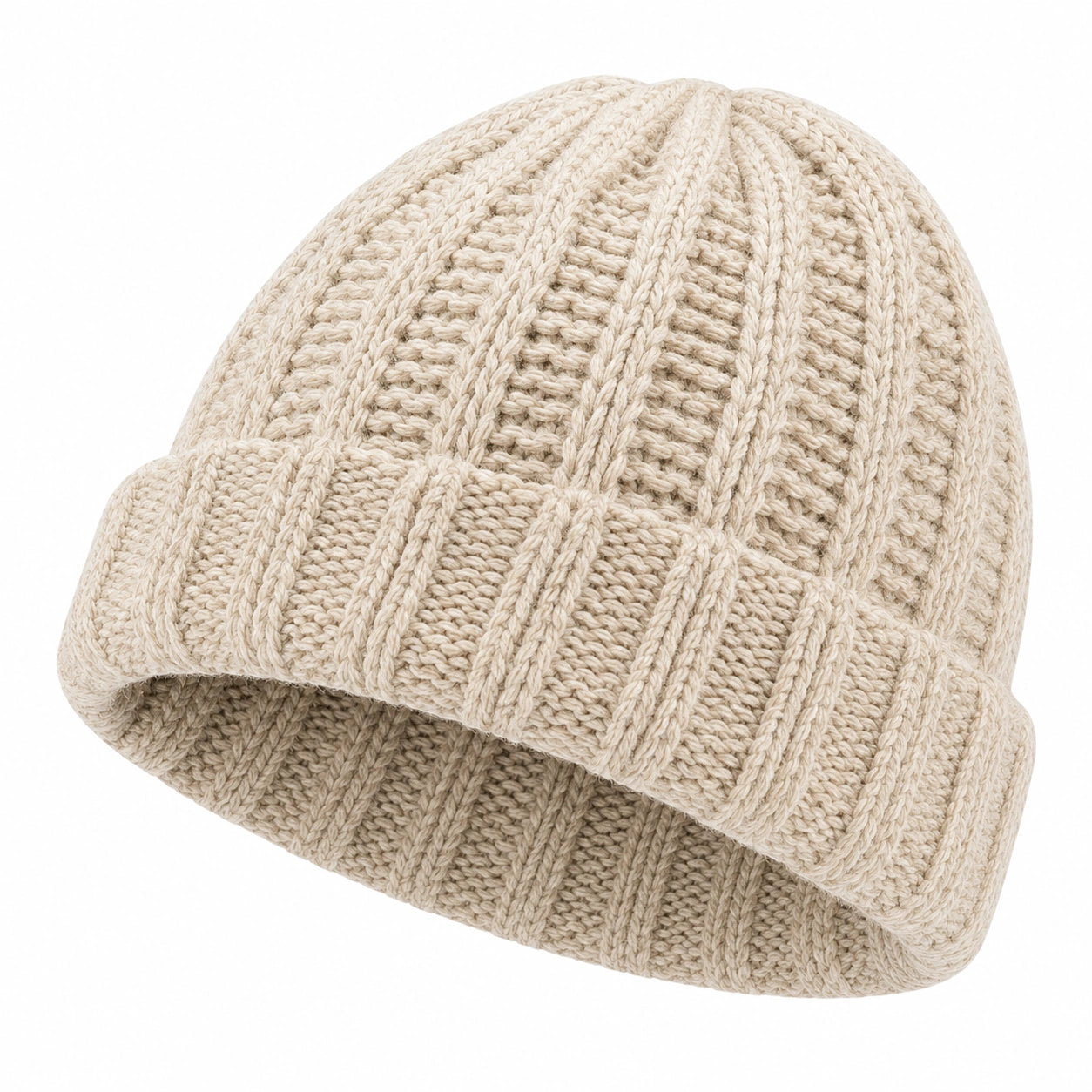 Unisex Strickmütze Beanie in Beige für Herbst und Winter