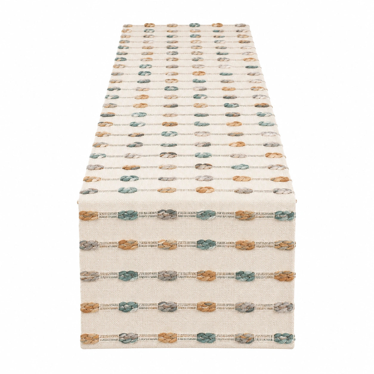 Tischläufer Beige/Braun/Blau mit Geknüpftem Design 180x35 cm
