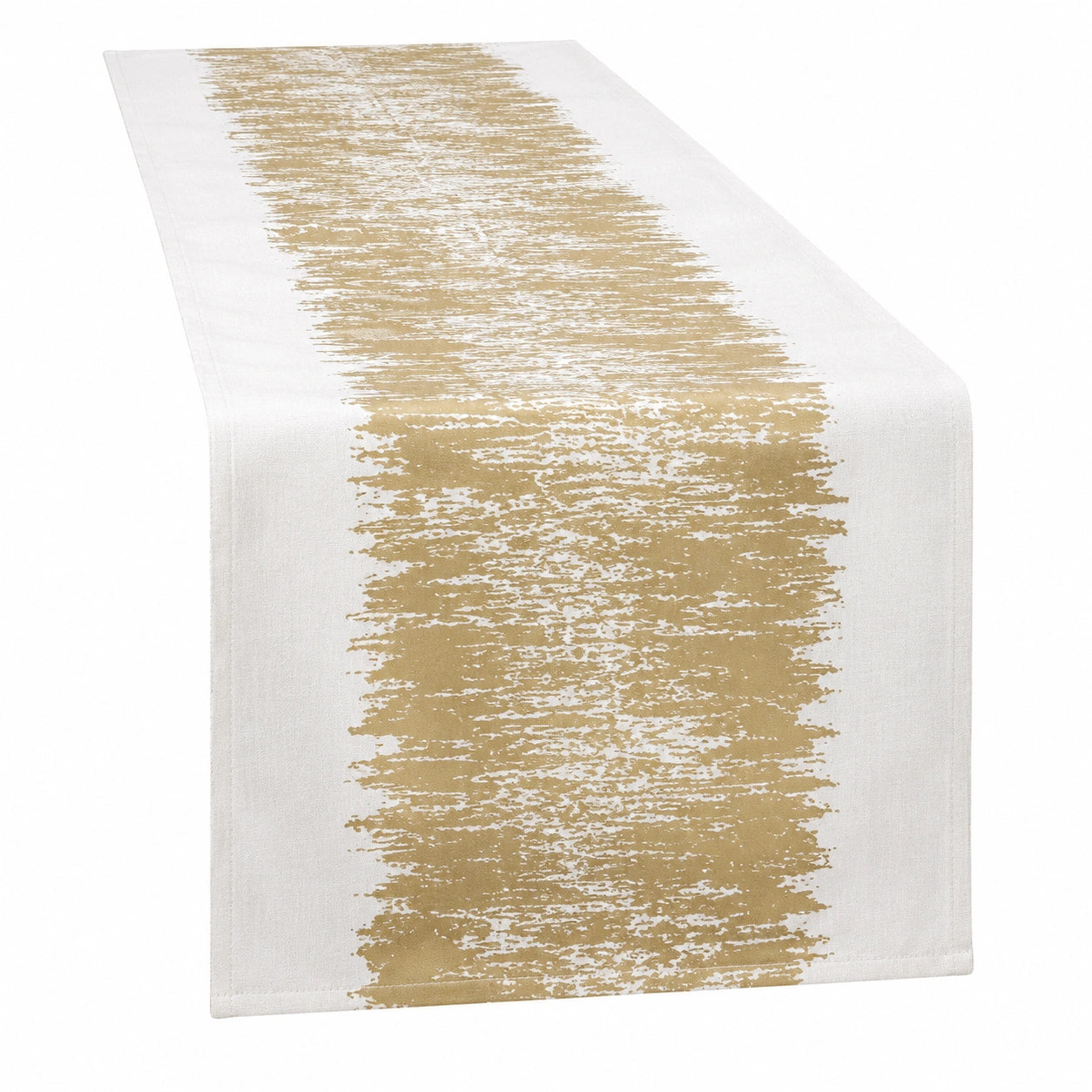 Moderner Tischläufer mit Goldmuster - 150x30cm Weiß/Gold