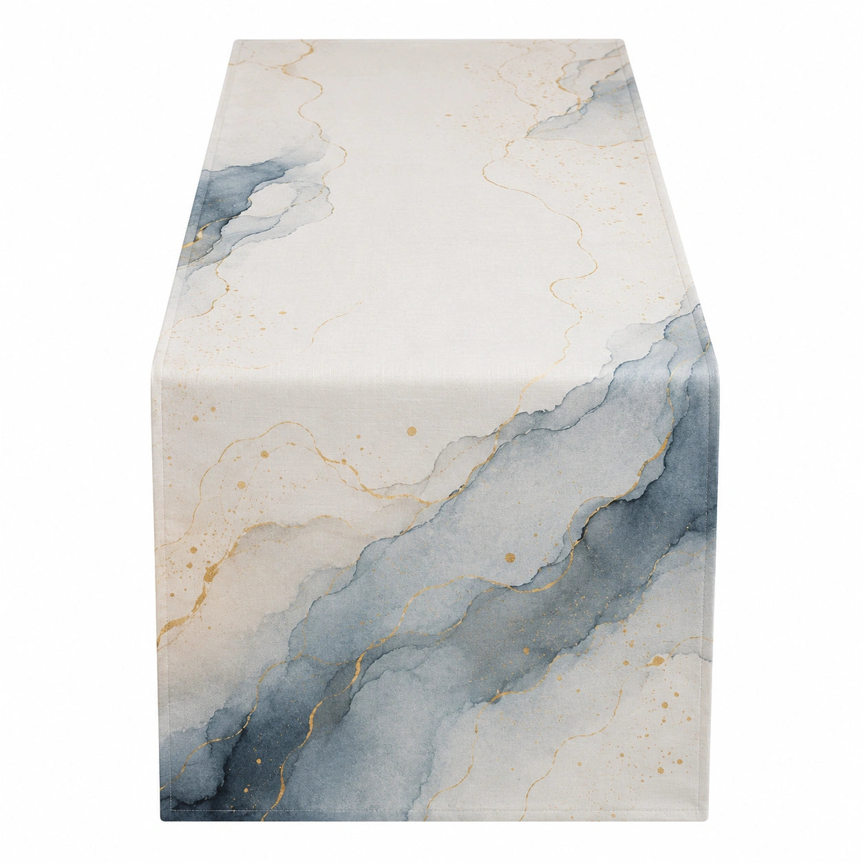 Tischläufer Marmoroptik Blau Grau Gold 180x33 cm