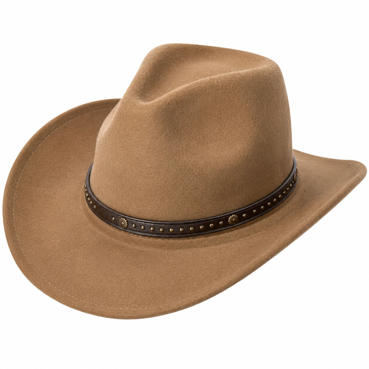 Klassischer Cowboy-Hut in Braun mit Lederband und Nieten