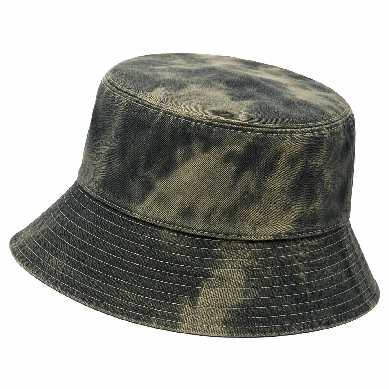 Unisex Fischerhut im Batikdesign Schwarz/Beige