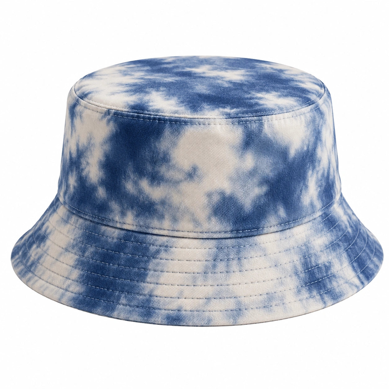 Unisex Fischerhut mit Batikmuster in Blau und Weiß