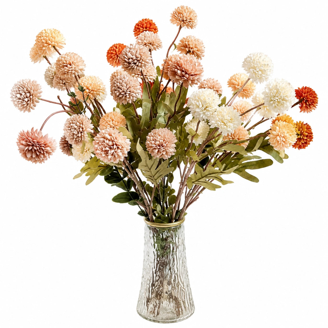 Künstlicher Chrysanthemen Blumenstrauß Dekoration Orange/Beige/Weiß 55cm