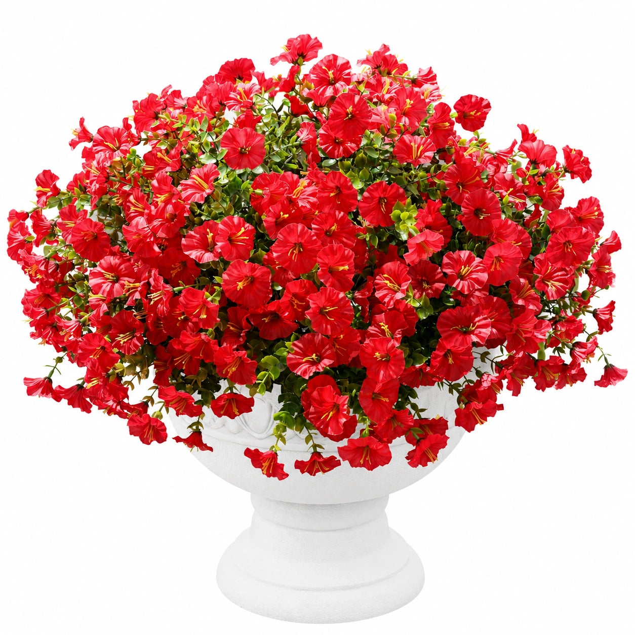 Rote künstliche Petunien im weißen Blumentopf, 45 cm