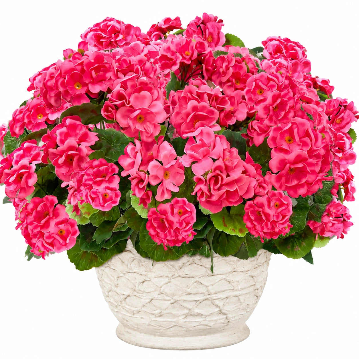Künstliche Geranien im Blumentopf, Dekorative Pinkfarbe
