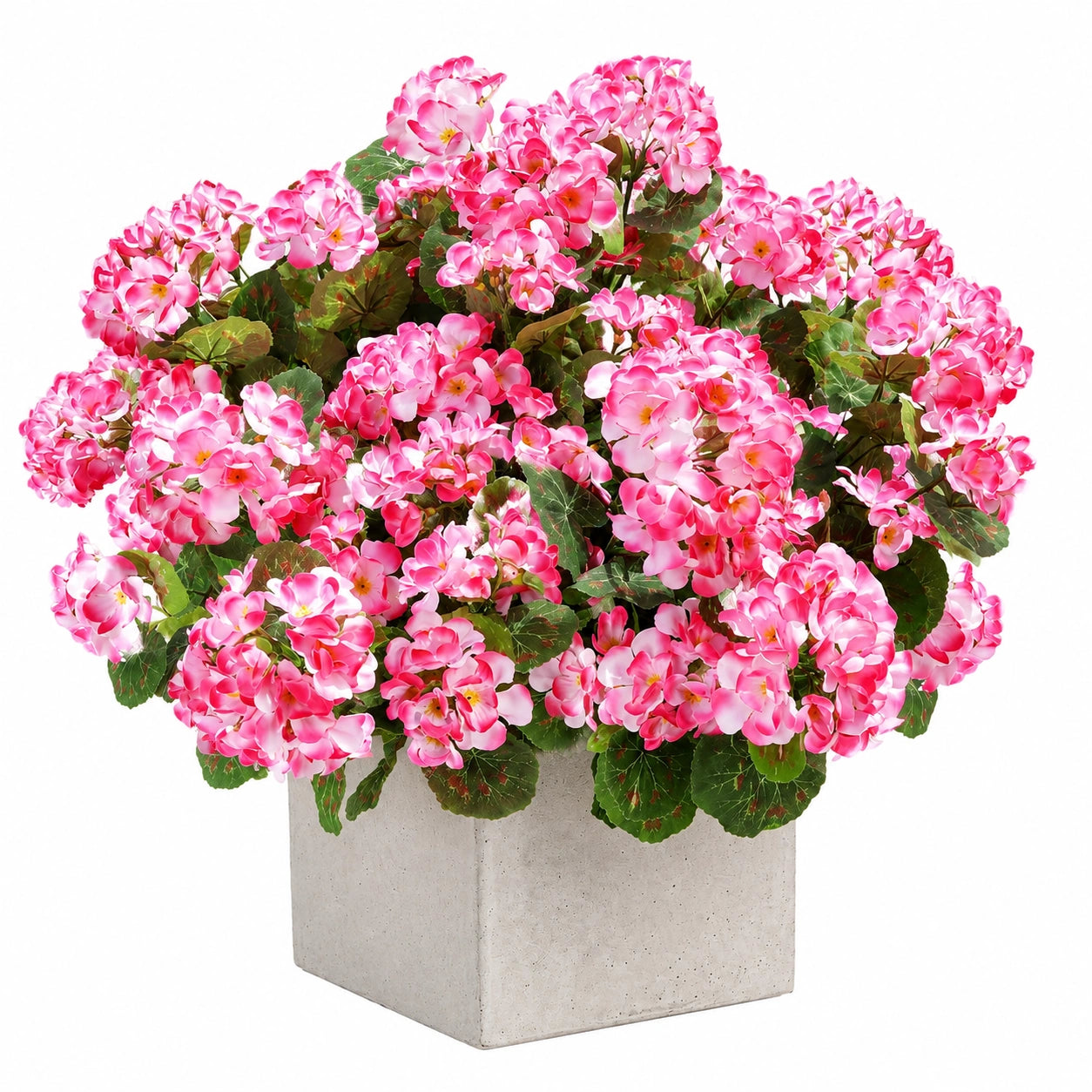 Künstliche Geranie im Zementtopf 50 cm Rosa-Weiß
