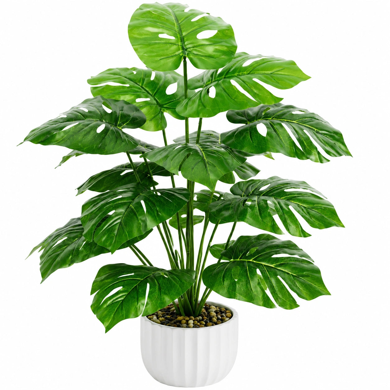 Künstliche Monstera Pflanze 90 cm Grün im Keramiktopf