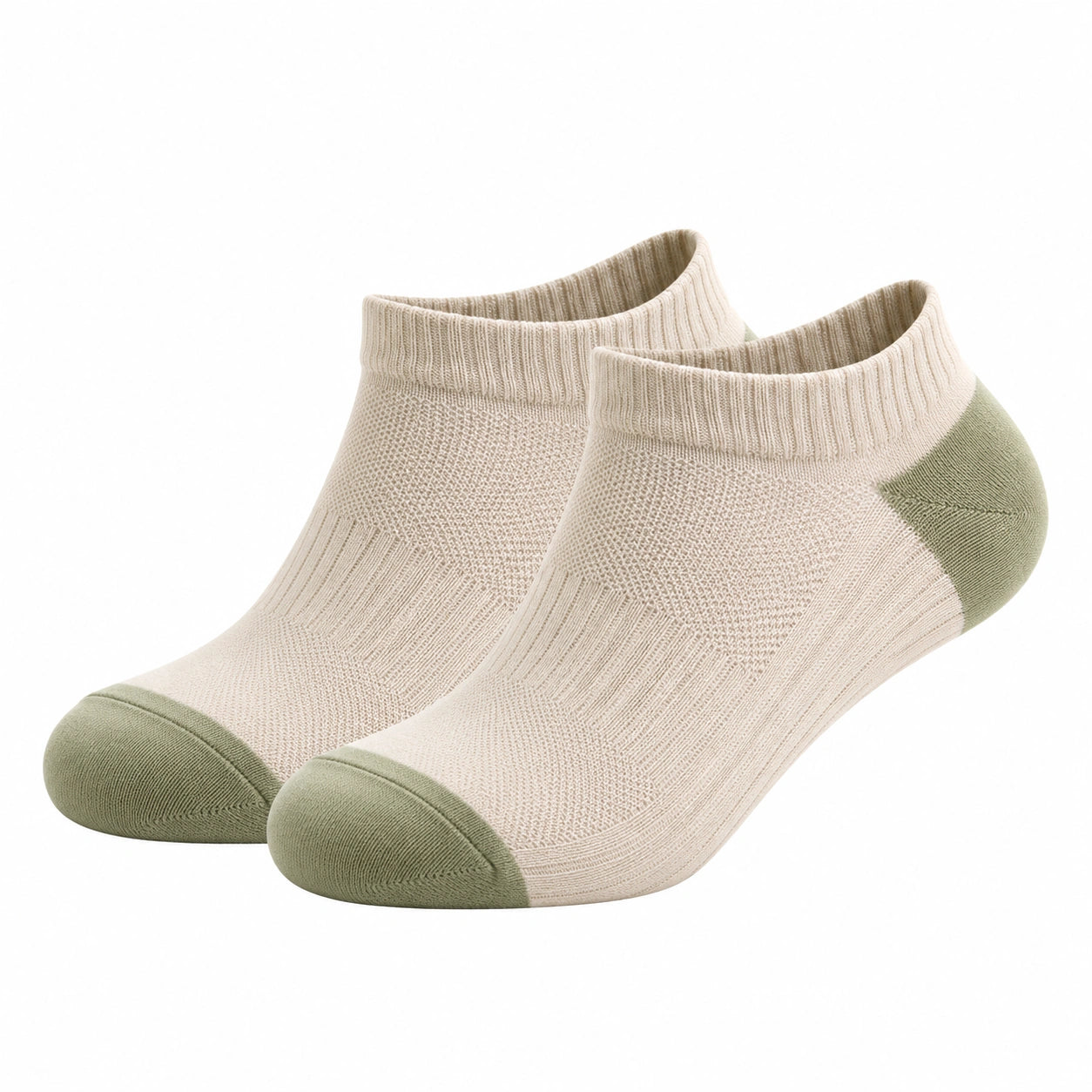 Kurze Socken Beige und Olivgrün mit Hoher Elastizität